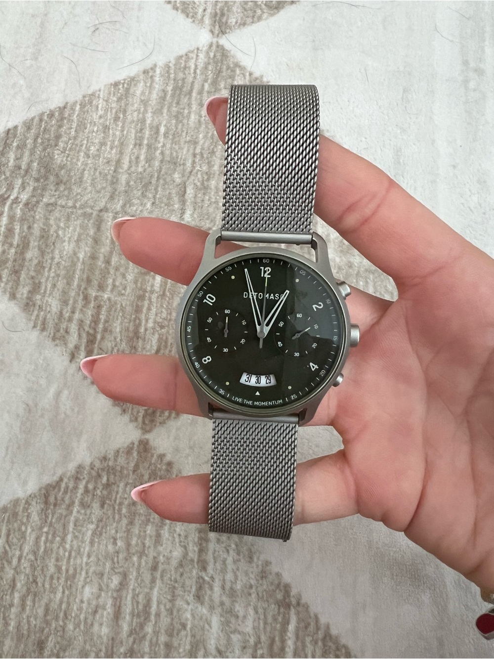 Detomaso Men's Silver Mesh Chronograph Watch - Silver Dial